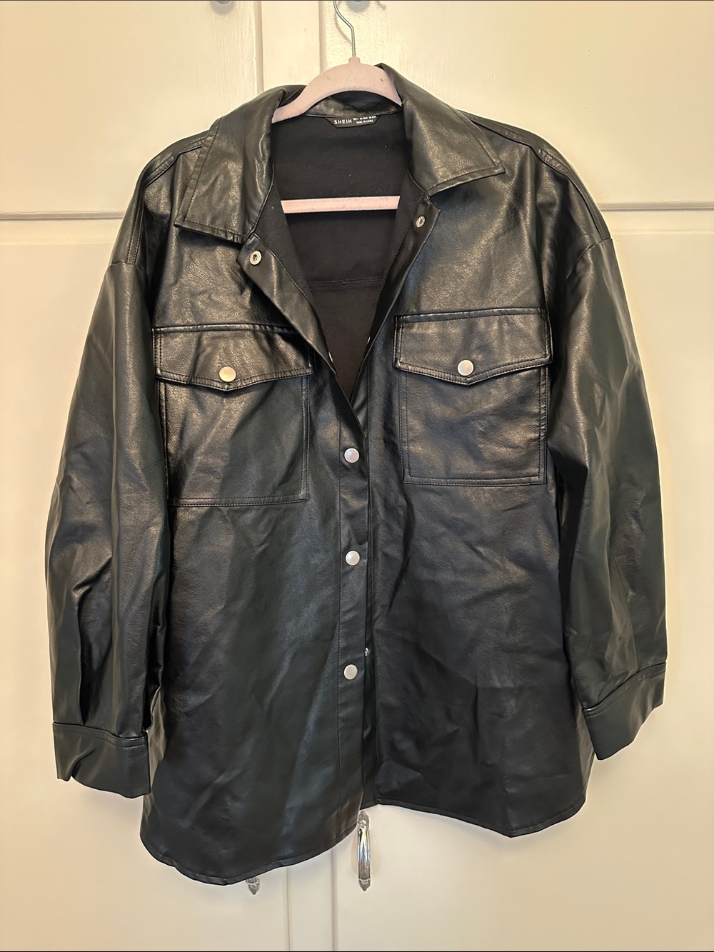 NEW Faux Leather Black Shacket Jacket